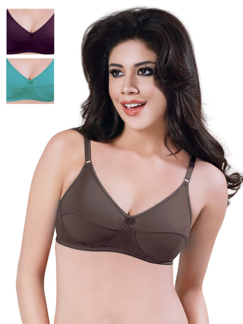 

Sonari Pack of 3 Full Coverage Bras, Coffee brown