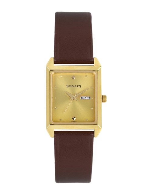 

Sonata Men Gold-Toned Dial Watch NC7007YL05