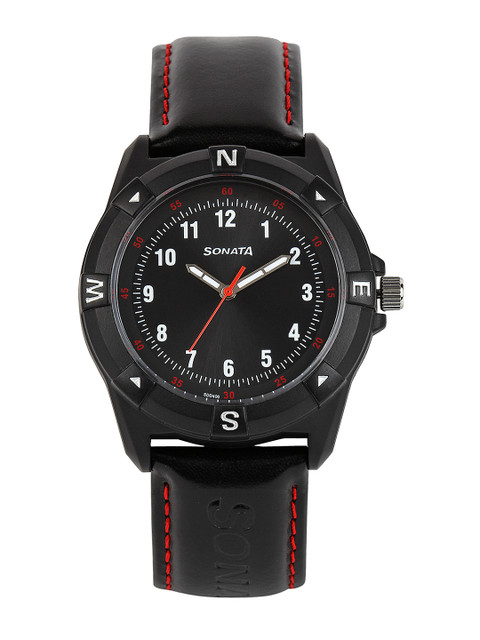 

Sonata Unisex Black Dial Watch 7983PP02J