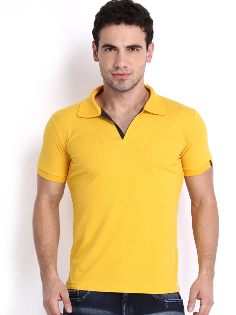 

Status Quo Men Mustard Yellow Pique Polo Pure Cotton T-shirt
