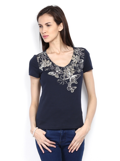 

The Collection by Debenhams Women Navy Printed Top, Navy blue