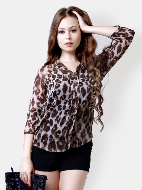 

The Gud Look Women Brown & Beige Printed Top