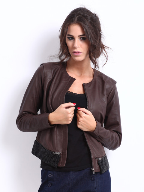 

The Vanca Women Dark Brown Leather Jacket