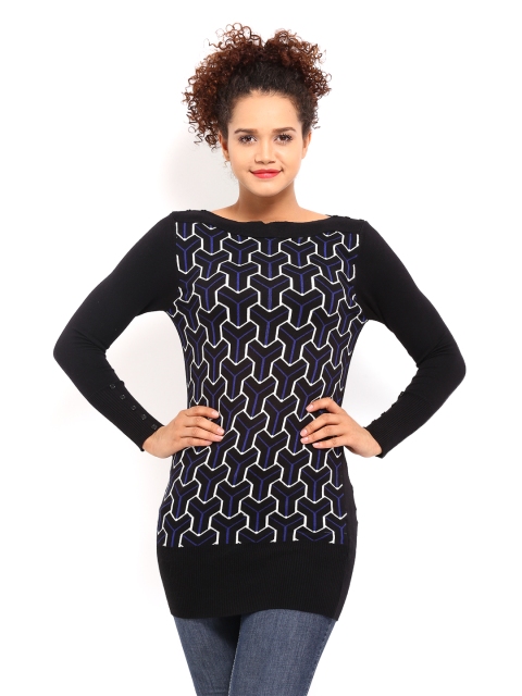 

Tokyo Talkies Women Black & Blue Sweater