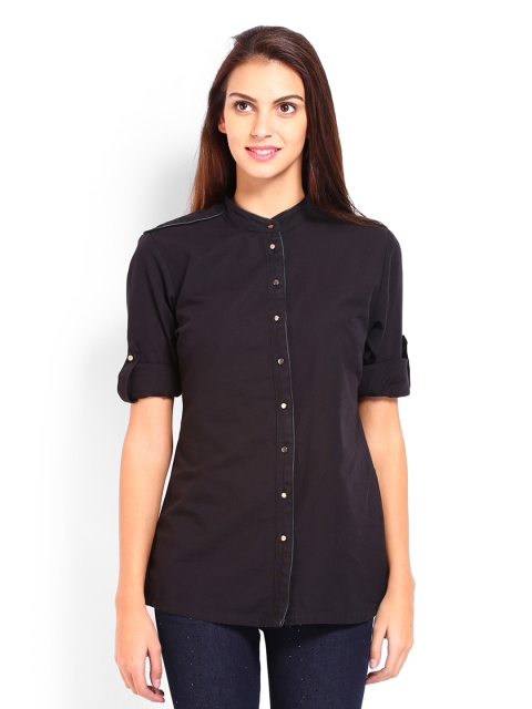 

Tokyo Talkies Women Black Linen Shirt