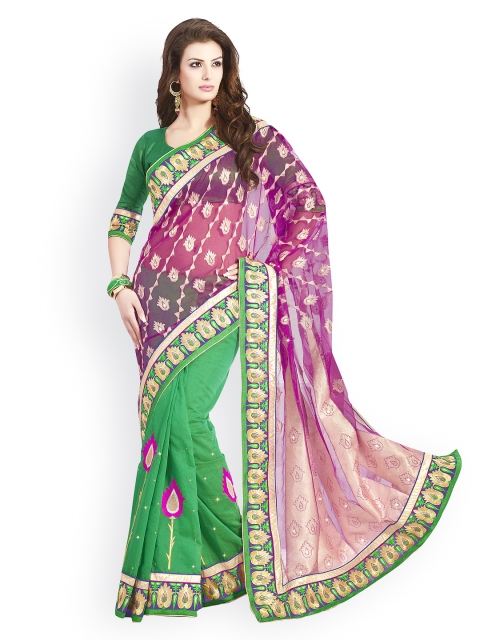 

Touch Trends Green Jacquard & Net Partywear Saree