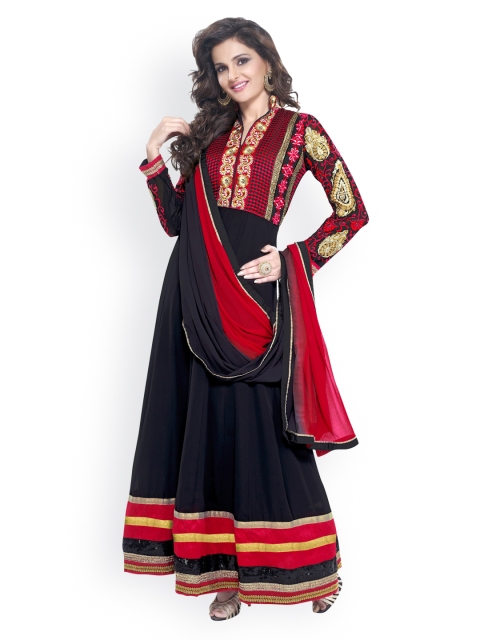 

Touch Trends Black Faux Georgette Unstitched Dress Material