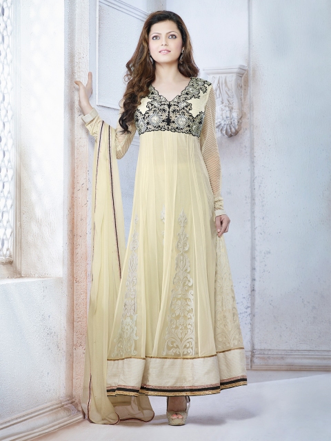 

Touch Trends Cream-Coloured Georgette Unstitched Dress Material