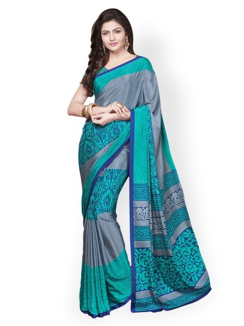 

Treveni Grey Crepe Printed Saree