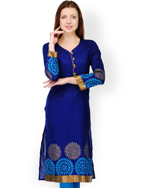 

Tulsattva Women Blue Printed Kurta