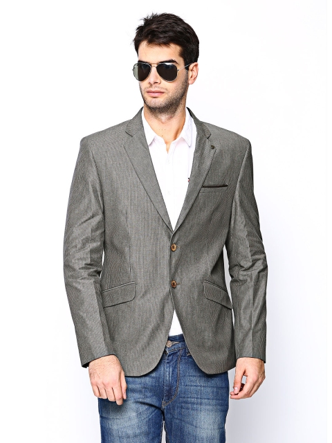 

Turtle Men Grey Striped Slim Fit Blazer