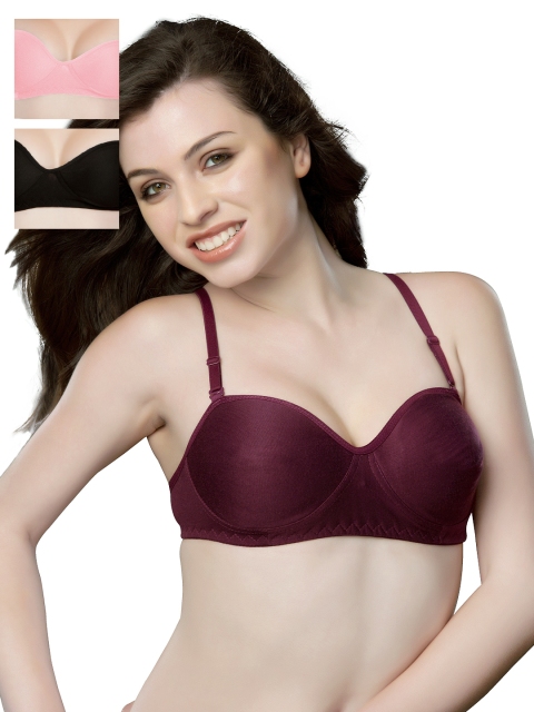 

Tweens Pack of 3 Demi-Cup T-shirt Bras TW-101, Maroon