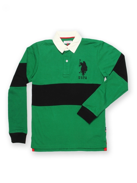 

U.S. Polo Assn. Kids Boys Green & Black Polo T-shirt