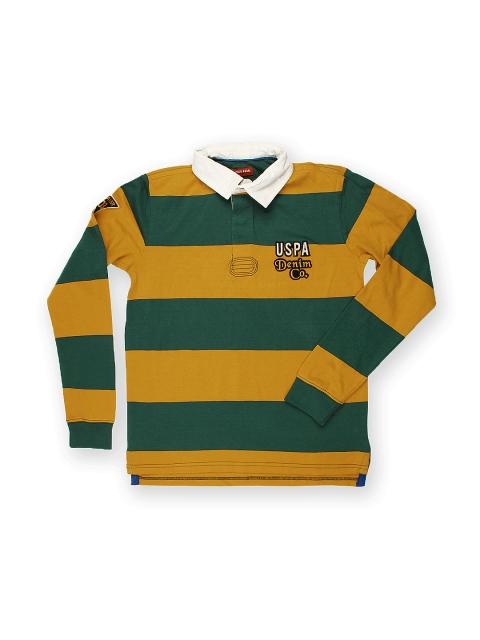 

U.S. Polo Assn. Kids Boys Green & Yellow Striped Polo T-shirt