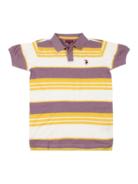 

U.S. Polo Assn. Kids Boys Lavender & Yellow Striped T-shirt