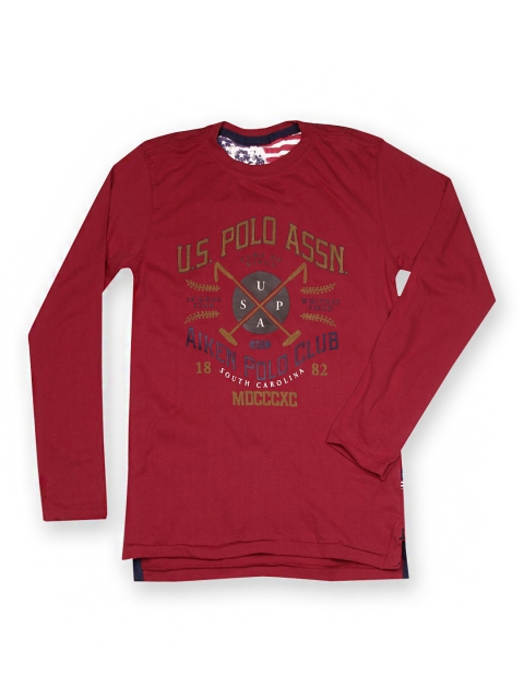 

U.S. Polo Assn. Kids Boys Maroon Printed T-shirt