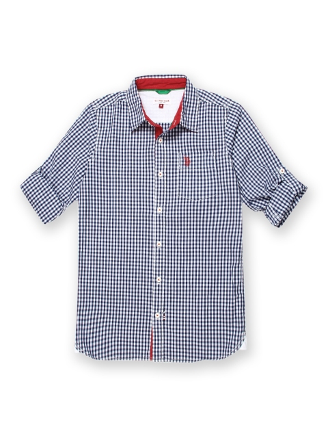 

U.S. Polo Assn. Kids Boys Navy & White Checked Shirt, Navy blue