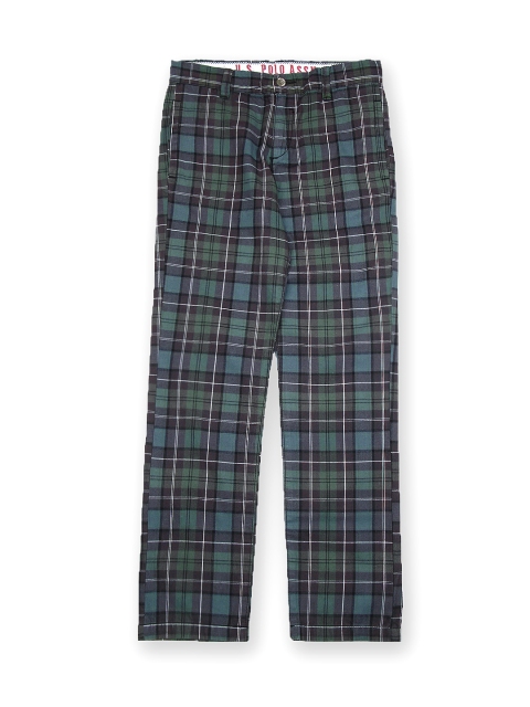 

U.S. Polo Assn. Kids Boys Green & Charcoal Grey Checked Trousers