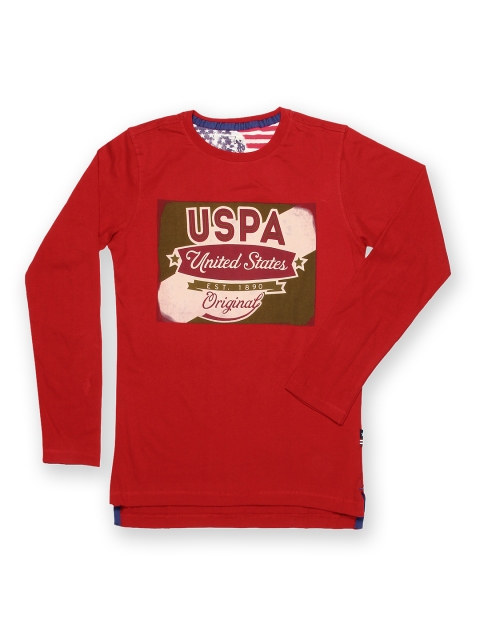 

U.S. Polo Assn. Kids Boys Red Printed T-shirt