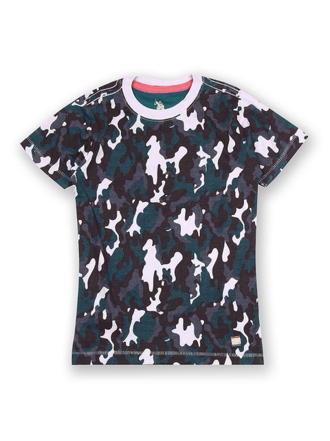 

U.S. Polo Assn. Kids Boys Brown & Blue Camouflage Printed T-shirt