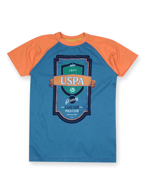 

U.S. Polo Assn. Kids Boys Blue & Orange Printed T-shirt