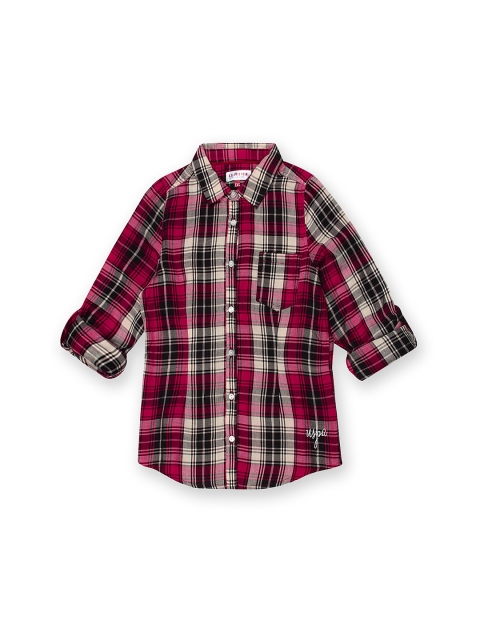 

U.S. Polo Assn. Kids Girls Pink & Black Checked Shirt