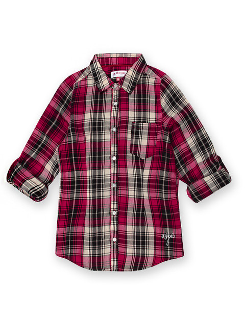 

U.S. Polo Assn. Kids Girls Pink & Black Checked Shirt