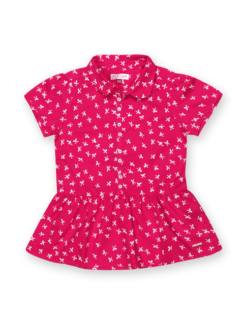 

U.S. Polo Assn. Kids Girls Pink & White Printed Top