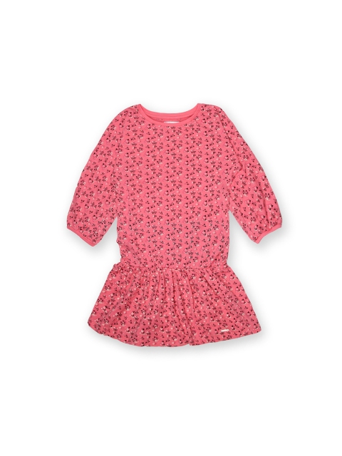 

U.S. Polo Assn. Kids Girls Pink Printed Drop-Waist Dress