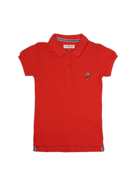

U.S. Polo Assn. Kids Girls Red Polo Pure Cotton T-shirt