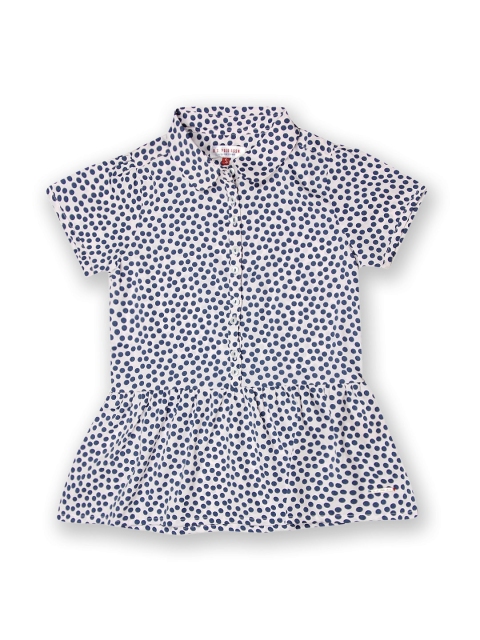 

U.S. Polo Assn. Kids Girls White & Blue Polka Dot Top