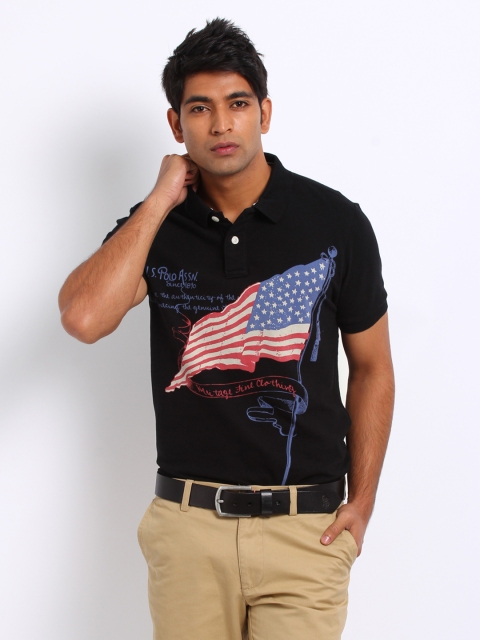 

U.S. Polo Assn. Denim Co. Men Black Printed Polo T-shirt