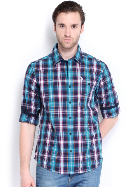 

U.S. Polo Assn. Denim Co. Men Blue Checked Casual Shirt