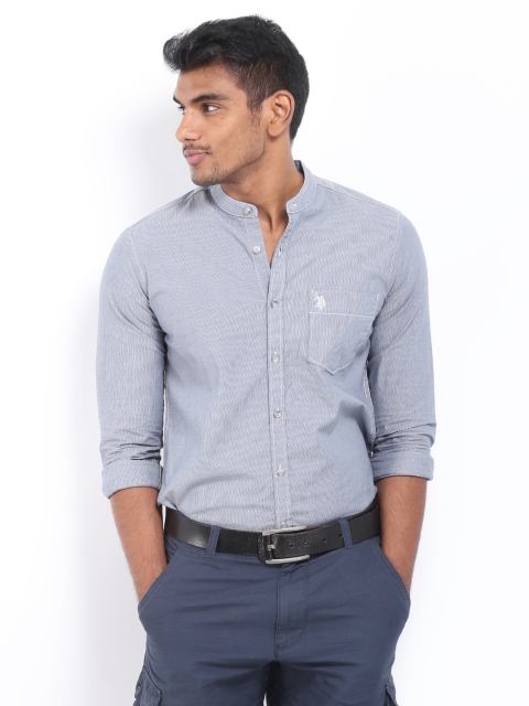 

U.S. Polo Assn. Denim Co. Men Blue & White Striped Casual Shirt