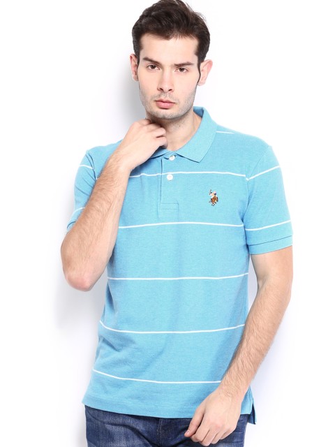 

U.S. Polo Assn. Men Blue & White Striped Polo T-shirt