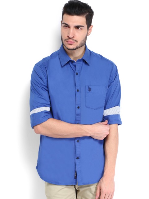 

U.S. Polo Assn. Men Blue Tailored Fit Casual Shirt