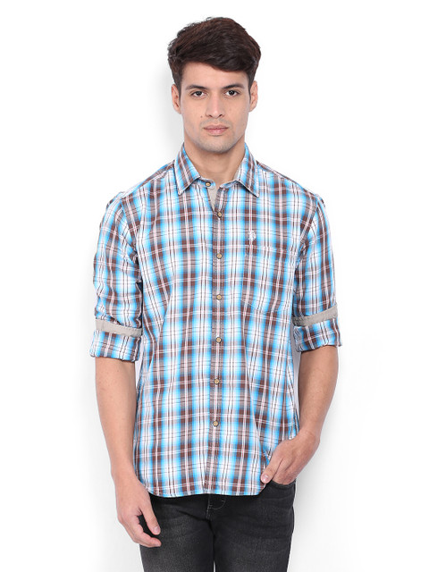 

U.S. Polo Assn. Denim Co. Men Blue & Brown Checked Casual Shirt