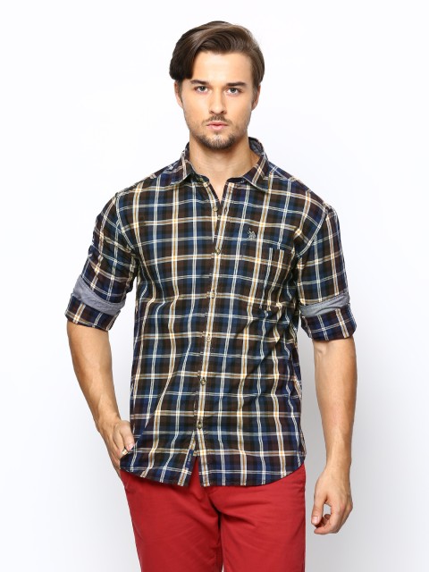 

U.S. Polo Assn. Denim Co. Men Brown & Blue Checked Casual Shirt