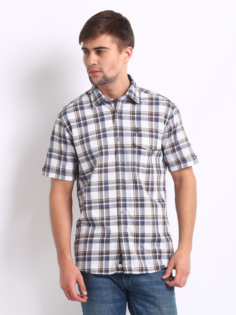 

U.S. Polo Assn. Denim Co. Men Brown & Blue Checked Slim Fit Casual Shirt