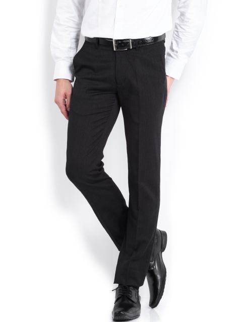 

U.S. Polo Assn. Men Charcoal Grey Woollen Tapered Fit Formal Trousers