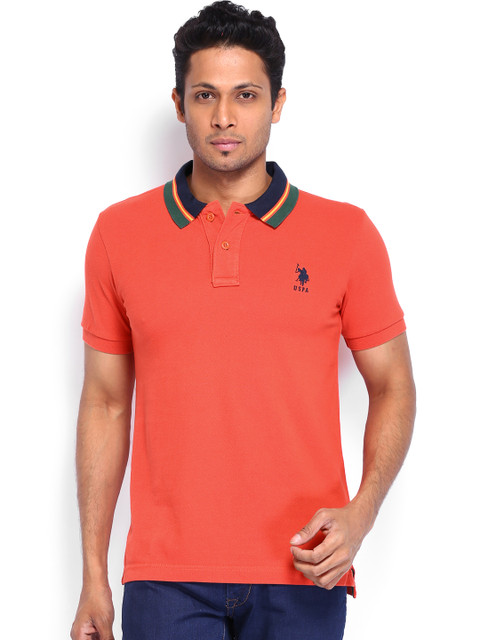 

U.S. Polo Assn. Men Coral Red Polo T-shirt