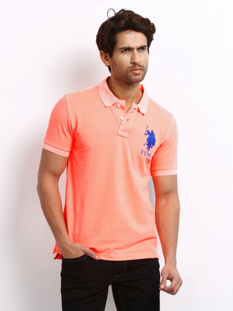 

U.S. Polo Assn. Denim Co. Men Fluorescent Orange Pique Polo T-shirt