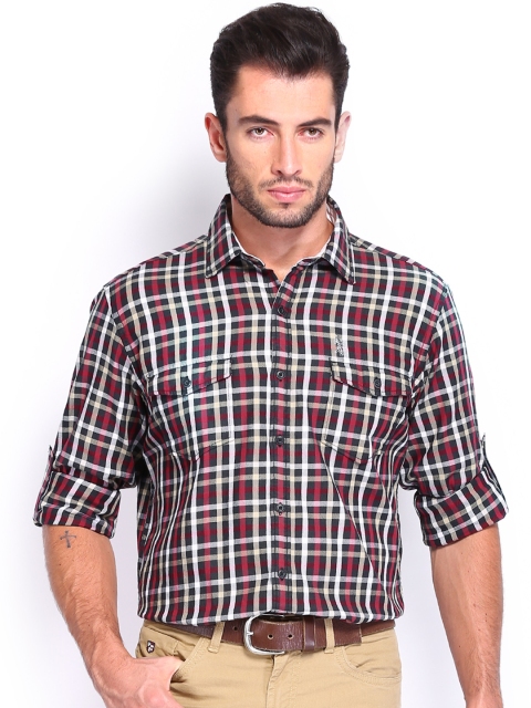 

U.S. Polo Assn. Denim Co. Men White & Red Checked Slim Fit Casual Shirt, Black