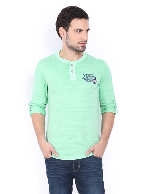 

U.S. Polo Assn. Denim Co. Men Green Henley T-shirt