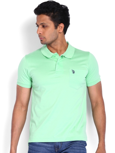 

U.S. Polo Assn. Men Green Polo Pure Cotton T-shirt