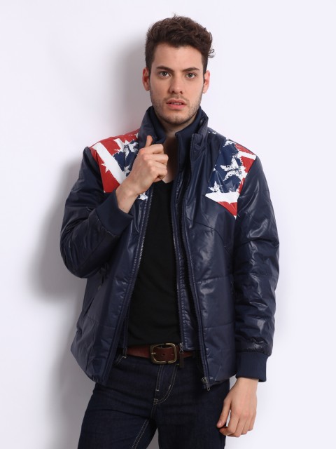 

U.S. Polo Assn. Denim Co. Men Navy Printed & Padded Jacket, Navy blue