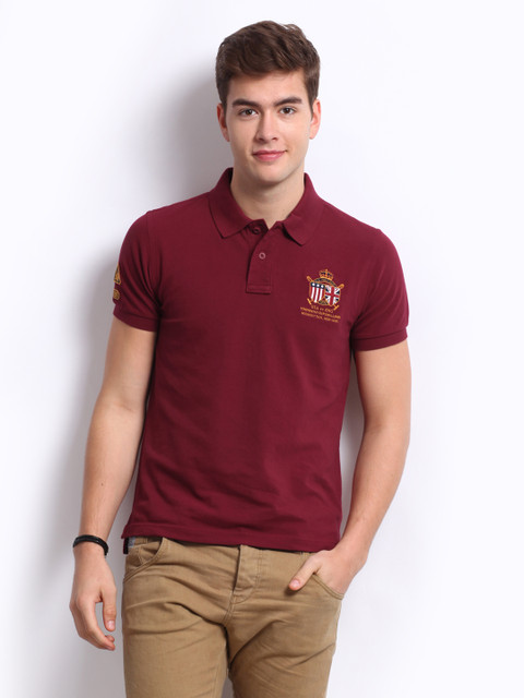 

U.S. Polo Assn. Men Maroon Pique Polo T-shirt