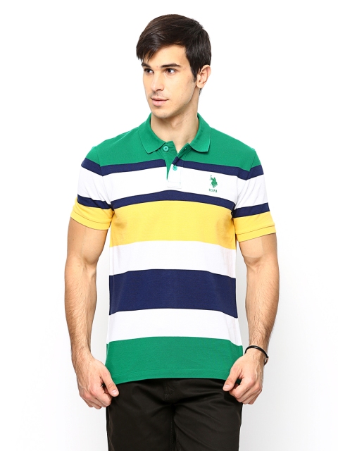 

U.S. Polo Assn. Men Multicoloured Striped Polo T-shirt, Multi