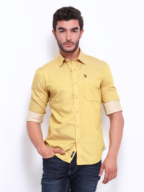 

U.S. Polo Assn. Denim Co. Men Mustard Yellow Slim Fit Casual Shirt