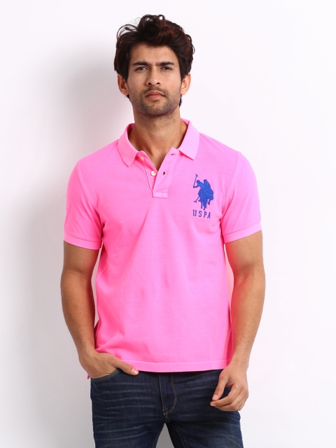 

U.S. Polo Assn. Denim Co. Men Neon Pink Pique Polo T-shirt